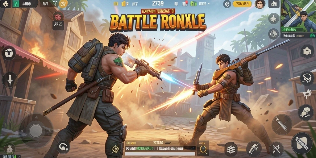 Tangkapan layar utama 2739 menampilkan aksi seru Battle Royale.