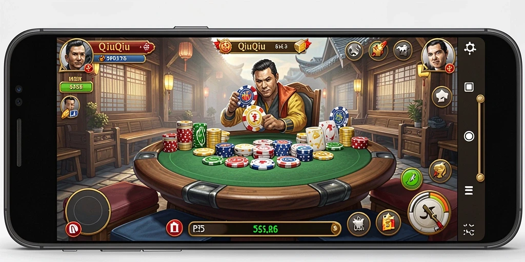 Tampilan gameplay dinamis dari QiuQiu yang menegangkan.