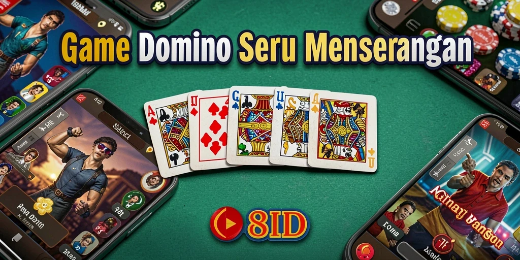 Tampilan seru gameplay Domino di 8ID dengan teman-teman.