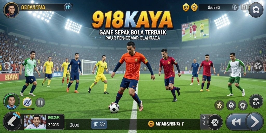 Tampilan gameplay sepak bola yang seru dan mendebarkan.