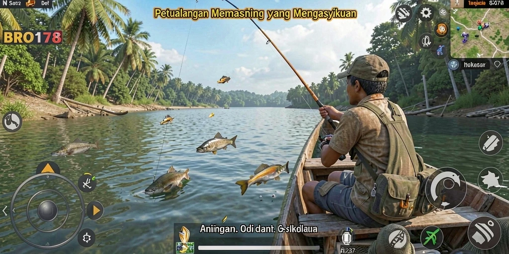 Tampilan gameplay BRO178 yang menampilkan keseruan memancing.