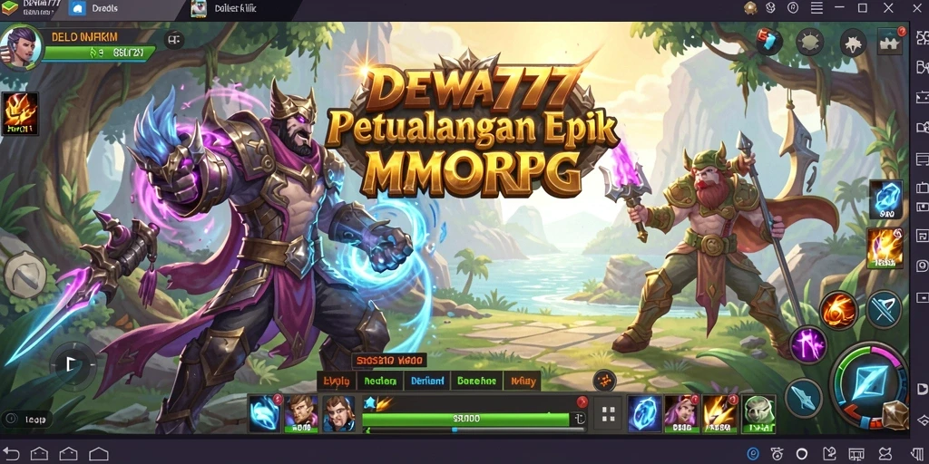 Tampilan aksi seru dalam gameplay DEWA777 di dunia MMORPG.