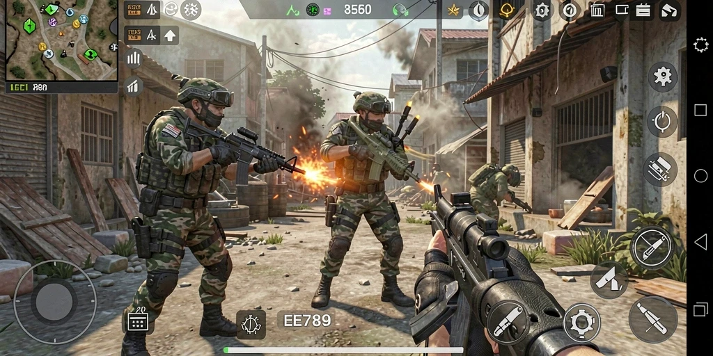 Gameplay seru di EE789 menampilkan aksi pertempuran yang mendebarkan.