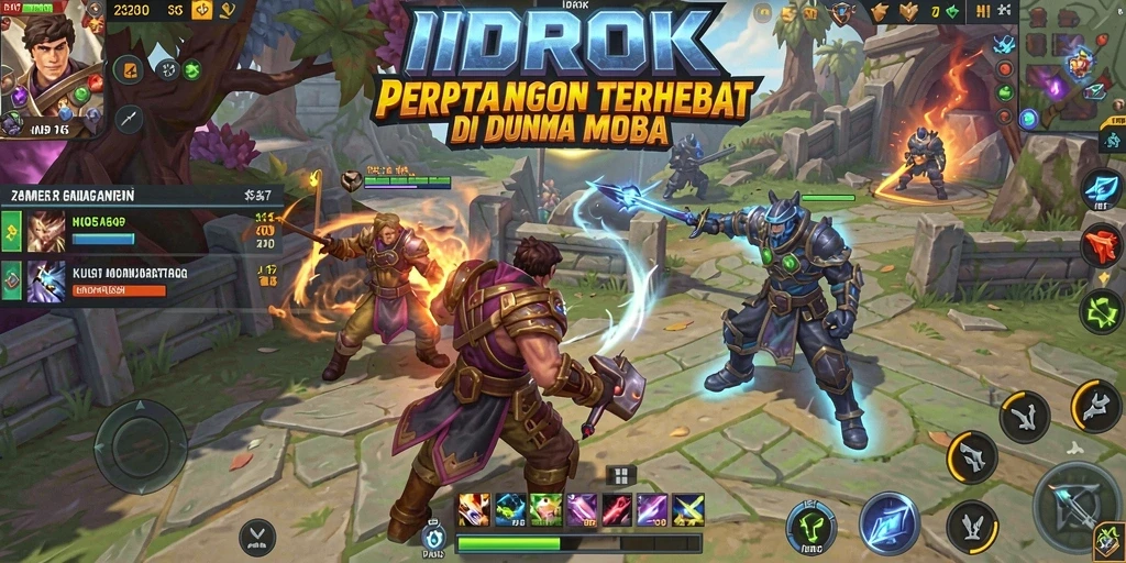 Screenshot gameplay <strong>IDROK</strong> yang menampilkan aksi seru dalam pertarungan MOBA.