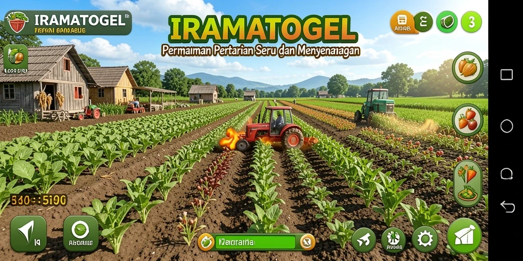 Tangkapan layar gameplay IRAMATOGEL menampilkan aktivitas berkebun yang seru.