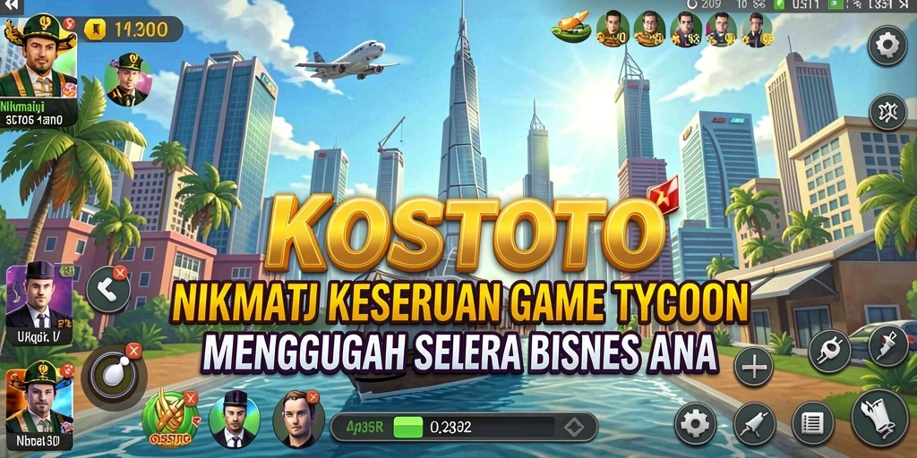 Tampilan gameplay KOSTOTO yang menarik dan interaktif dalam manajemen bisnis.