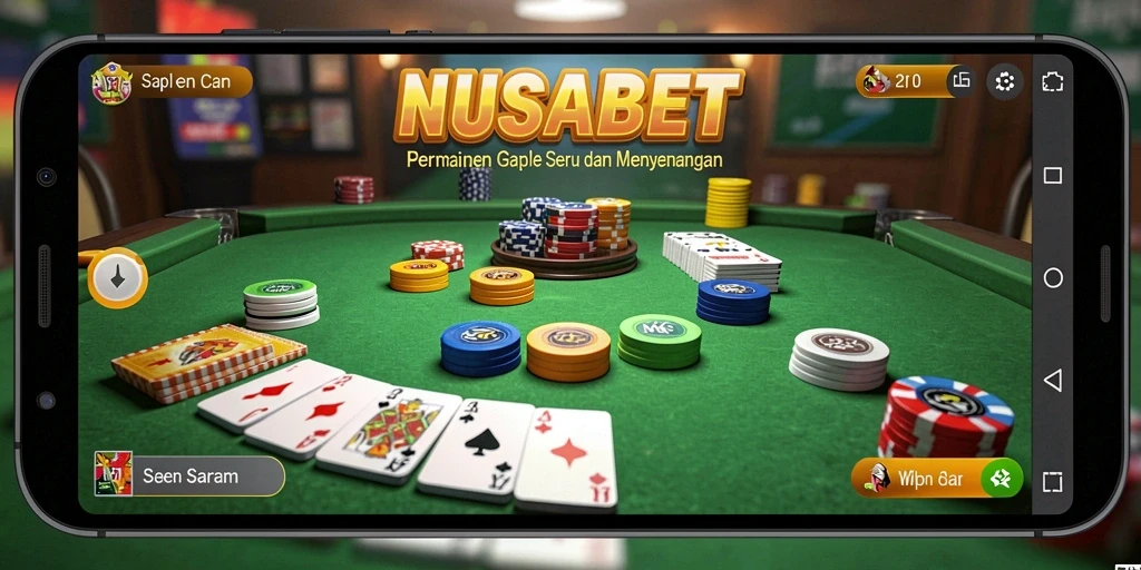 Tampilan screenshot gameplay NUSABET dengan aksi seru Gaple.