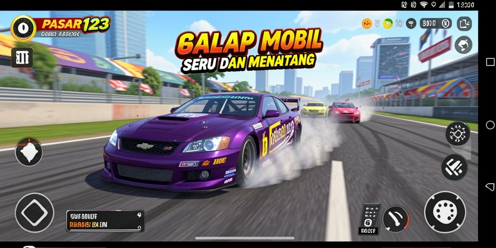 Tampilan gameplay seru PASAR123 dengan adrenalin balap mobil.
