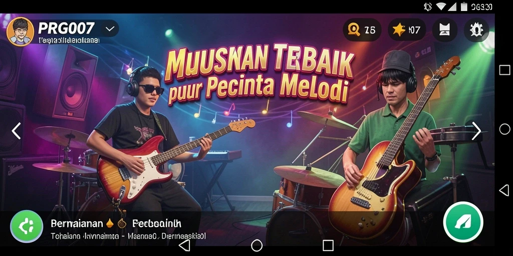 Tampilan menarik dari gameplay PRG007 dengan banyak alat musik.