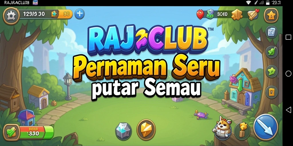 Tampilan utama gameplay RAJACLUB menampilkan klub yang berkembang.