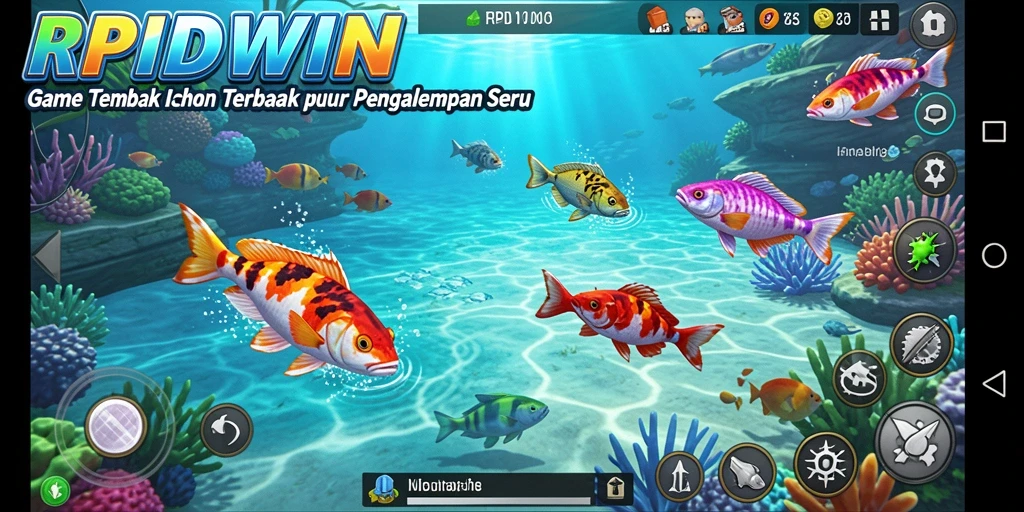 Tampilan gameplay RPIDWIN dengan serunya menembak ikan.