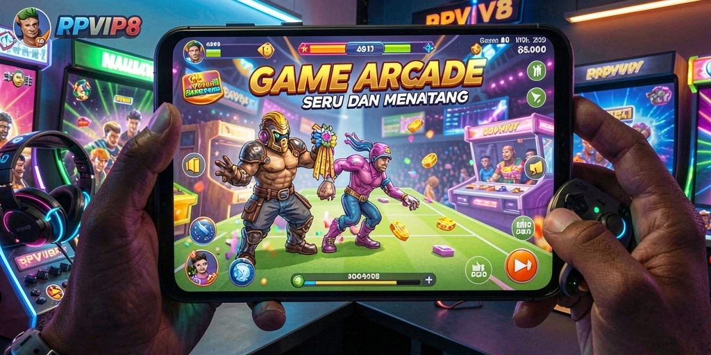 Tangkapan layar gameplay RPVIP8 menunjukkan aksi seru penuh warna.