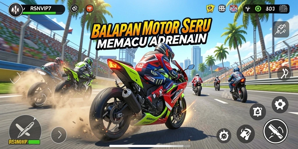 Tampilan memikat dari gameplay RSNVIP7 di lintasan balap.