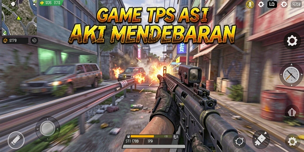 Tampilan dinamis gameplay ST789 dengan aksi tembak-menembak yang intens.