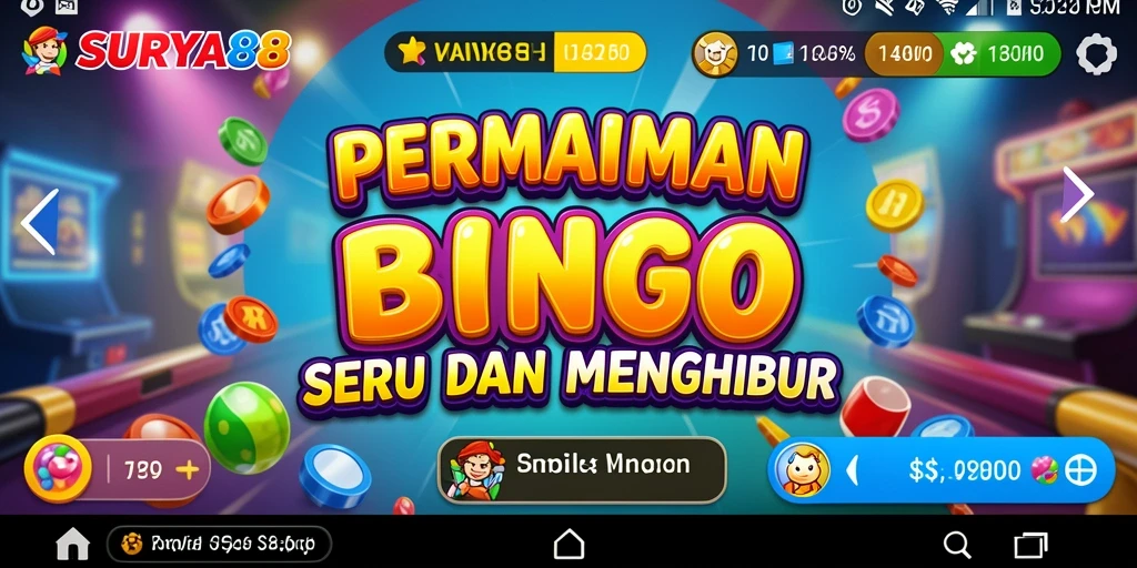 Tampilan gameplay SURYA88 dengan suasana permainan Bingo yang seru.