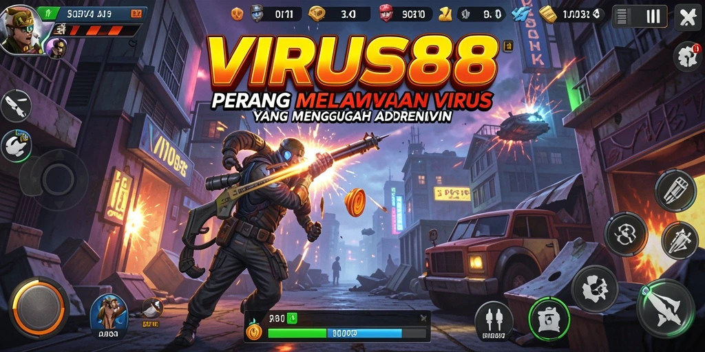 Gameplay intens di VIRUS88 yang penuh aksi dan tantangan.