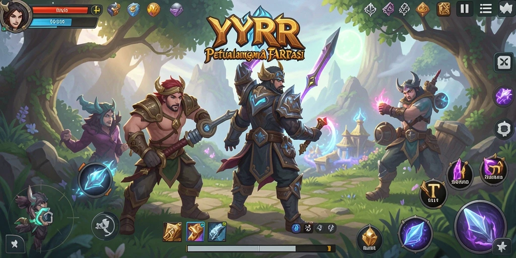 Screenshot gameplay ARPG YYRR menampilkan pertarungan seru dan karakter unik.